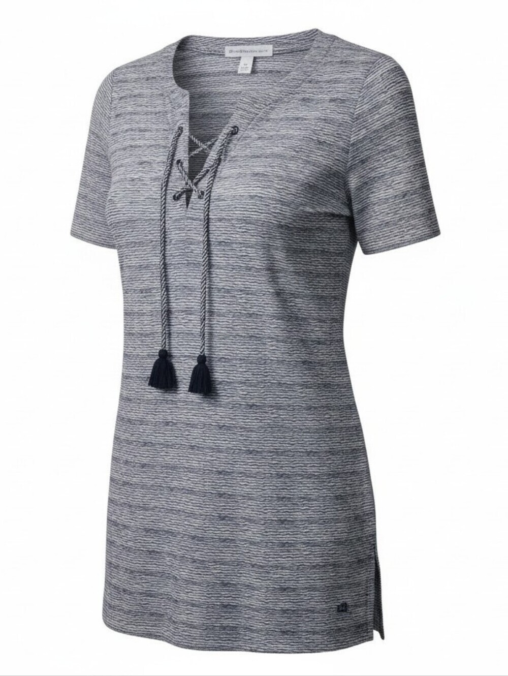 Southern Tide - Blue & White Nylon Tunic,Slits, Laced Up Neck W/Tassels, XS
